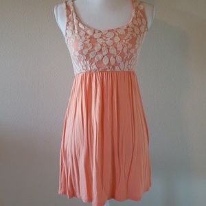 🍑Peach and lace mini dress